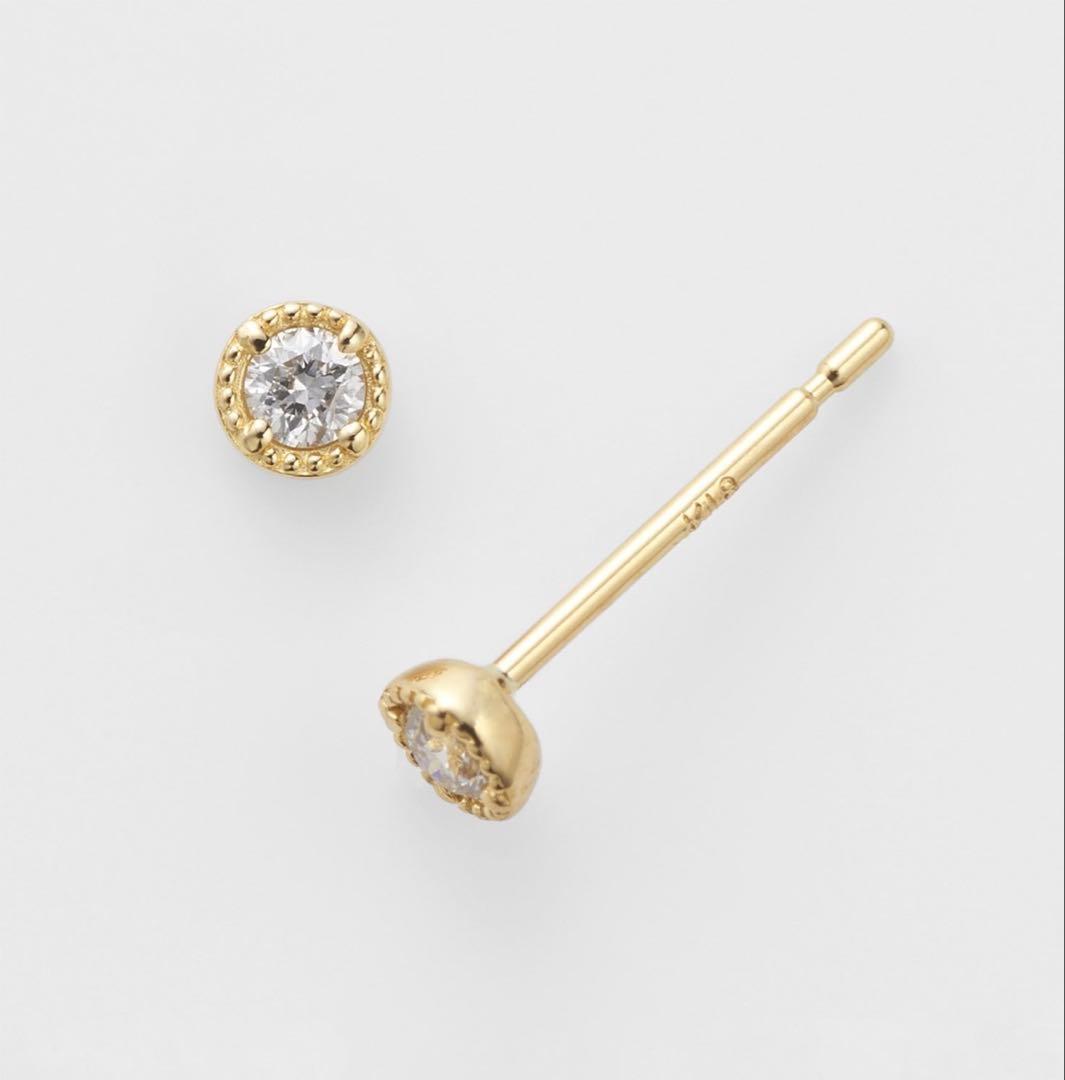 アガット agete 1粒ダイヤモンドピアス 18金