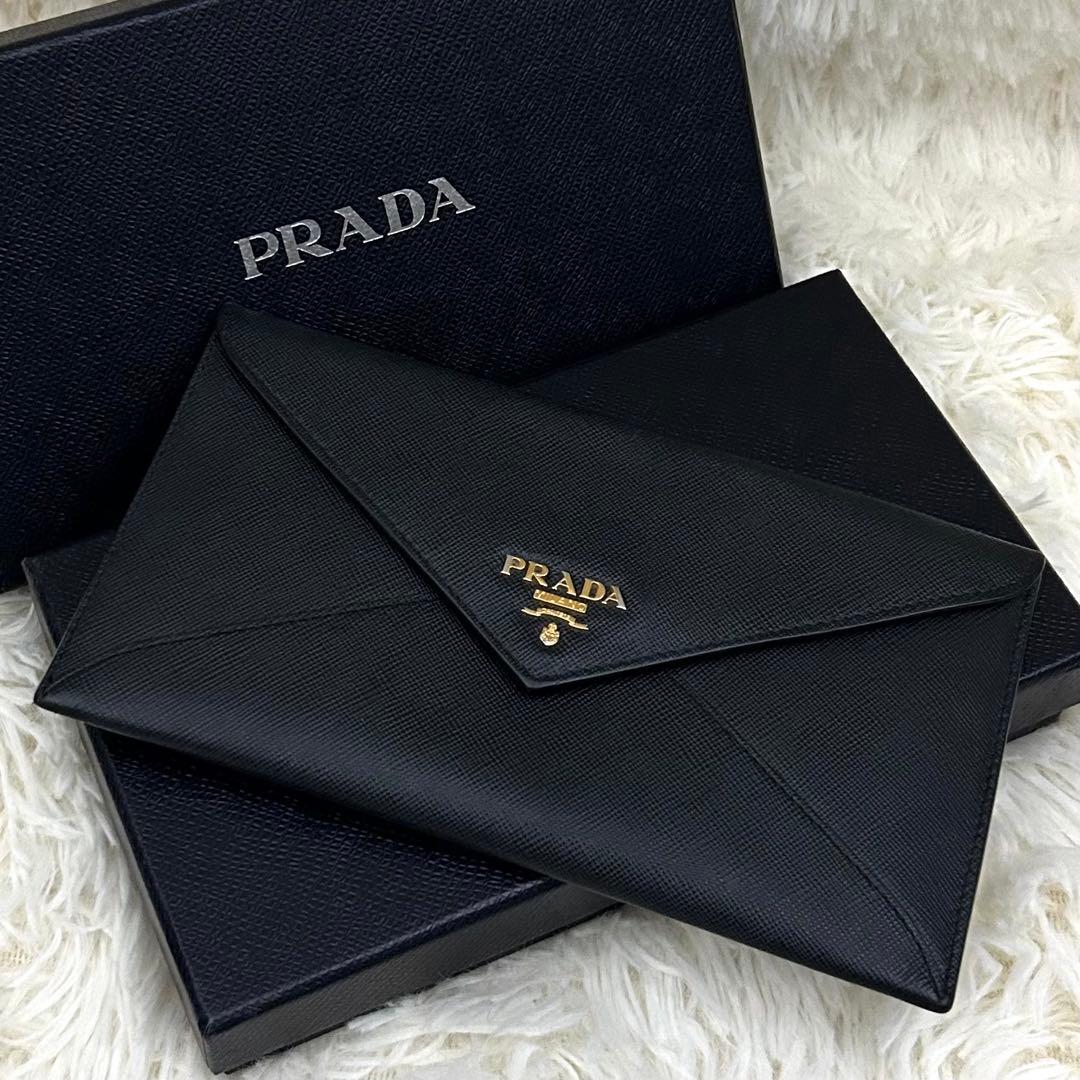 ［美品］PRADA プラダ サフィアーノレザー 長財布 ブラック