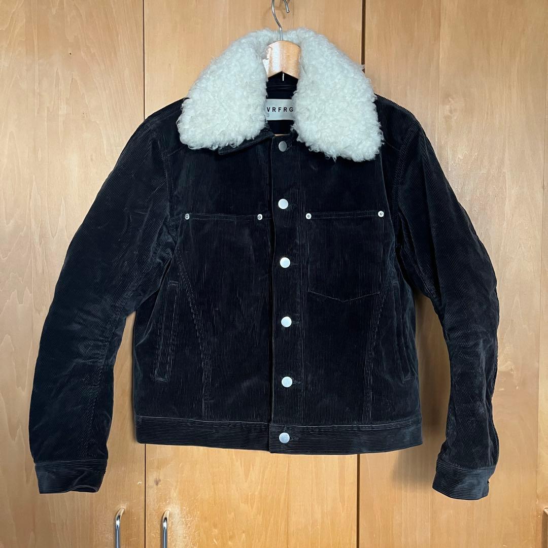 nvrfrgコーデュロイ ボア襟ジャケット ブラック