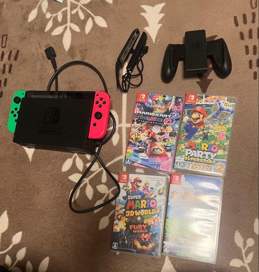 Nintendo Switch ネオンピンク/グリーン 本体 + ゲーム4本