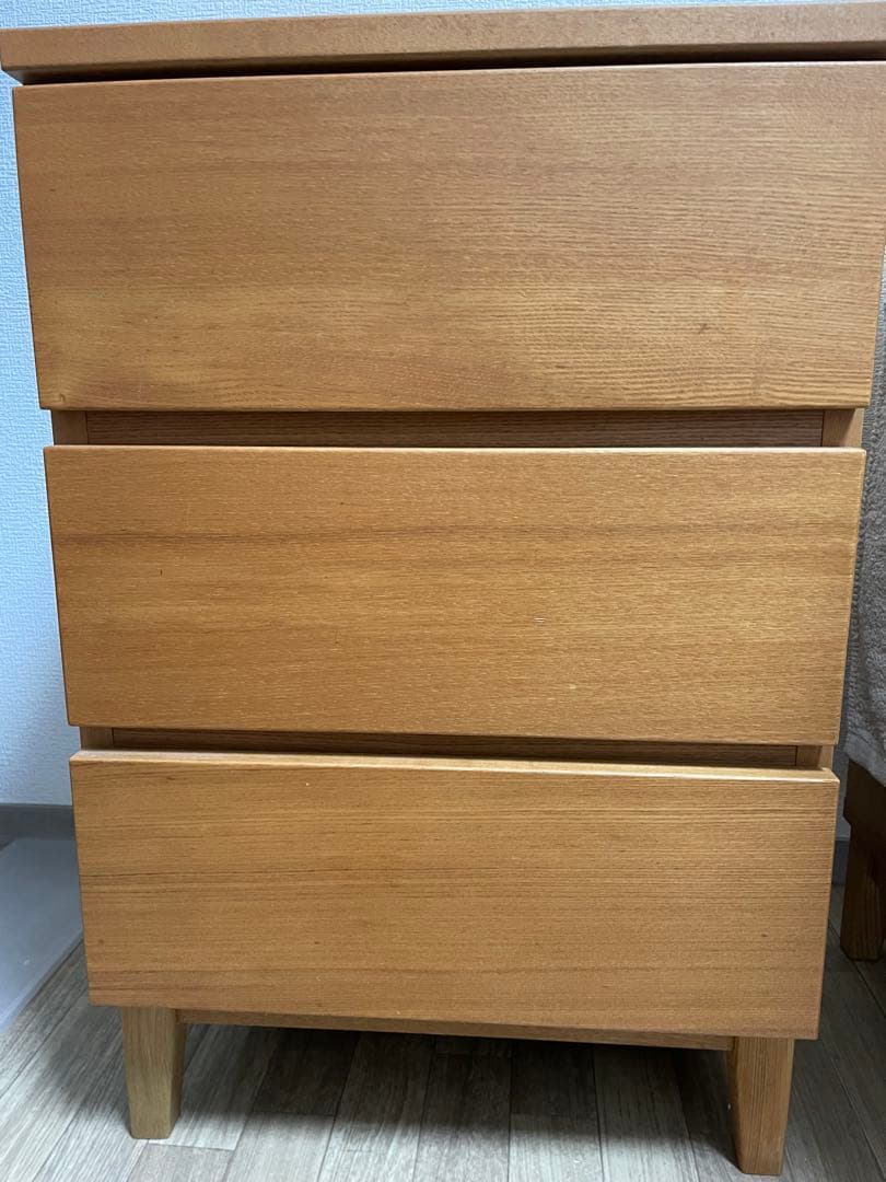 無印良品　三段チェスト　タモ材