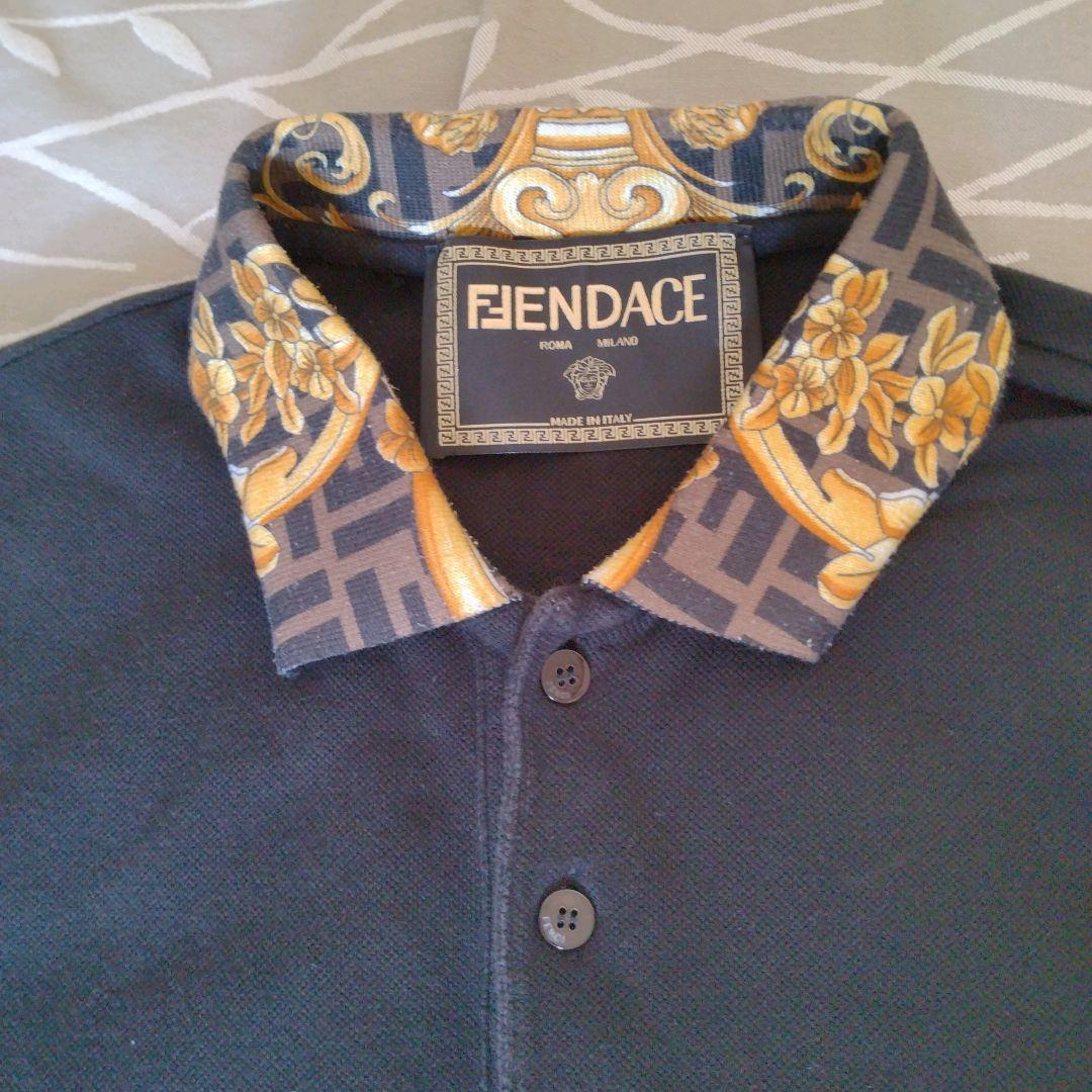 FENDACE ブラック ポロシャツ ズッカ柄 XS