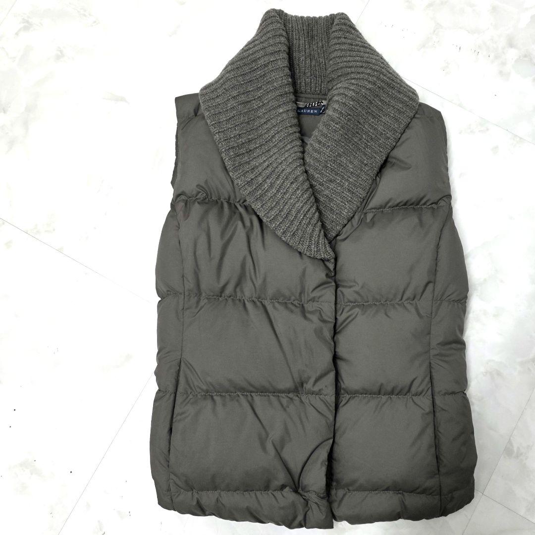 限定価格 ラルフローレン ダウンベスト カシミヤ混 ニットリブ ショールカラー