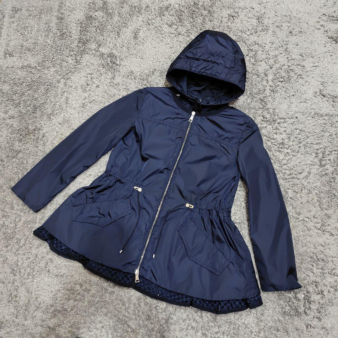 モンクレール Lotus スプリングコート フリル レース レディース ネイビー