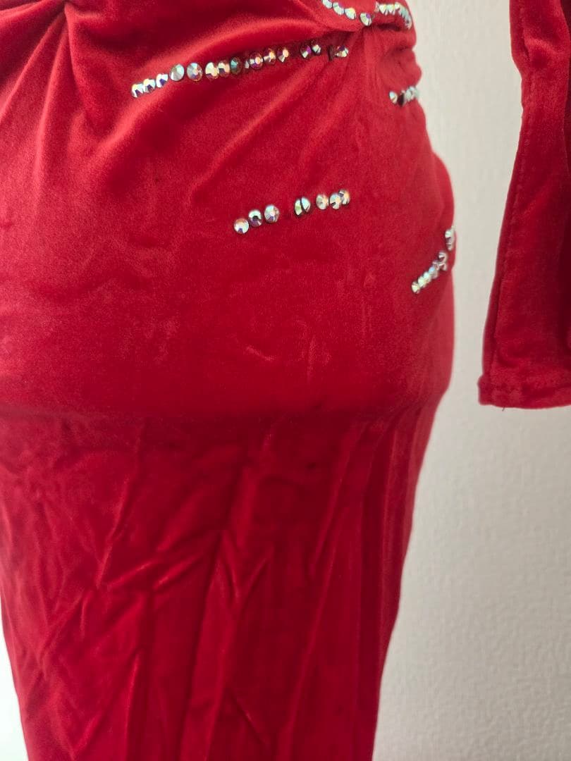 ラテンドレス 赤 黒 ツーウェイ 社交ダンス