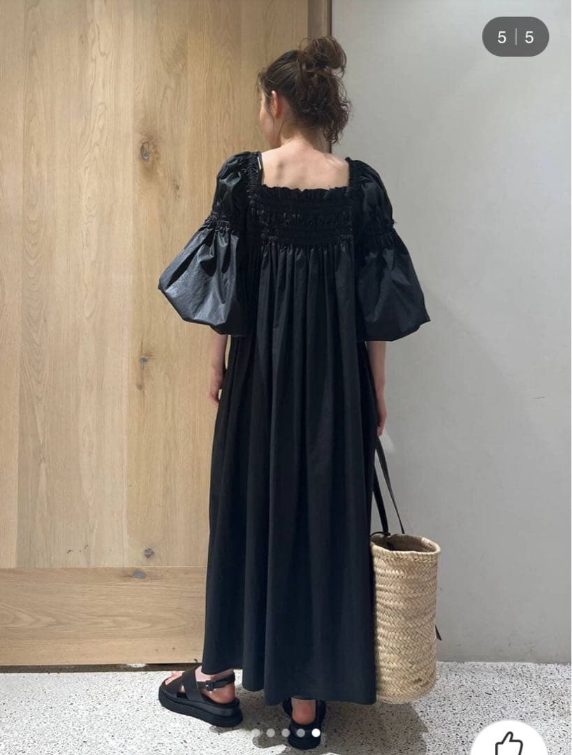 カレンソロジー 2way ギャザーワンピース　ブラック　フレアー　オフショルダー