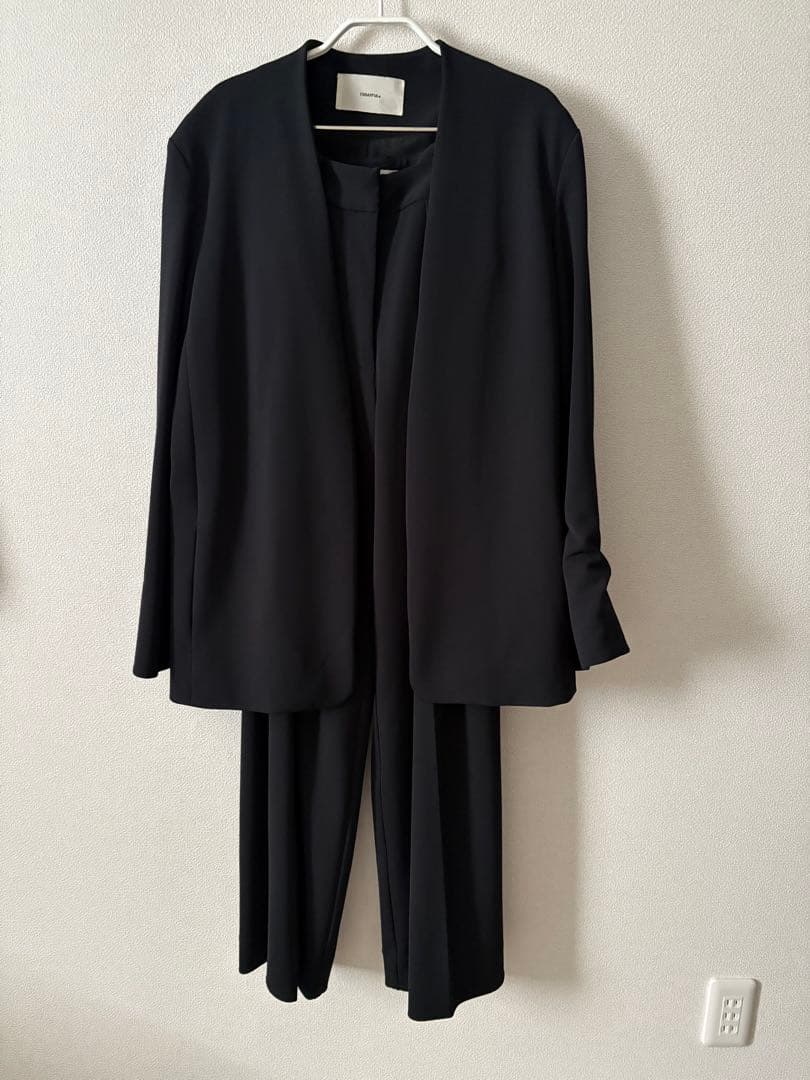 TODAYFULカラーレスツイルジャケット　黒ノーカラーブラック