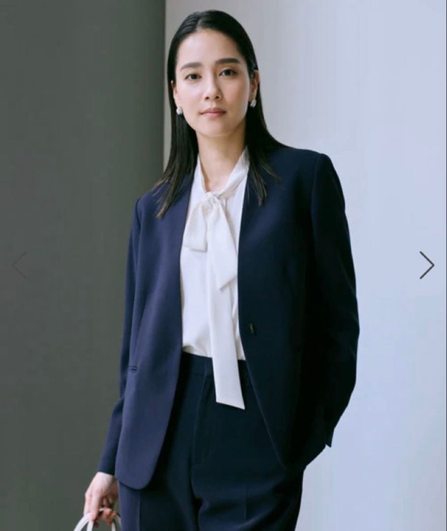 ROPE トリアセダブルクロスＶネックジャケット/イージーケア ネイビー スーツ