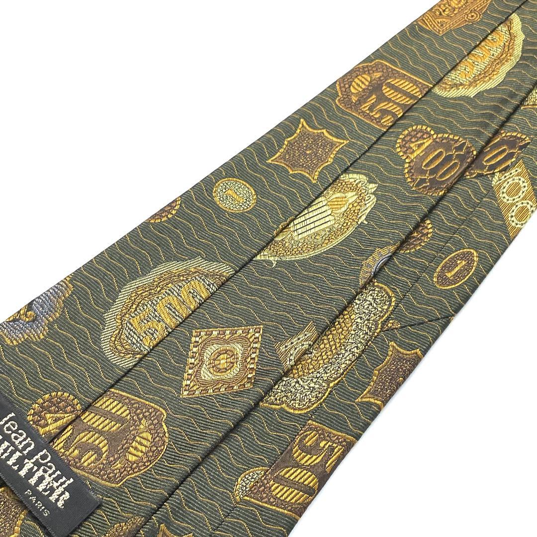 【未使用に近い✨】ジャーンポールゴルチエ ネクタイ オリーブ ジャガード 総柄