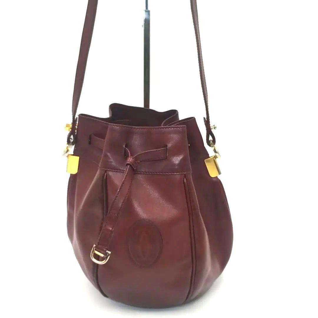 Cartier カルティエ　巾着ショルダーバッグ　マストライン　ボルドー