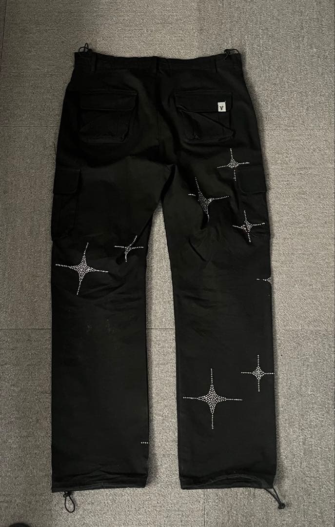 Yeekyo ラインストーン カーゴパンツ