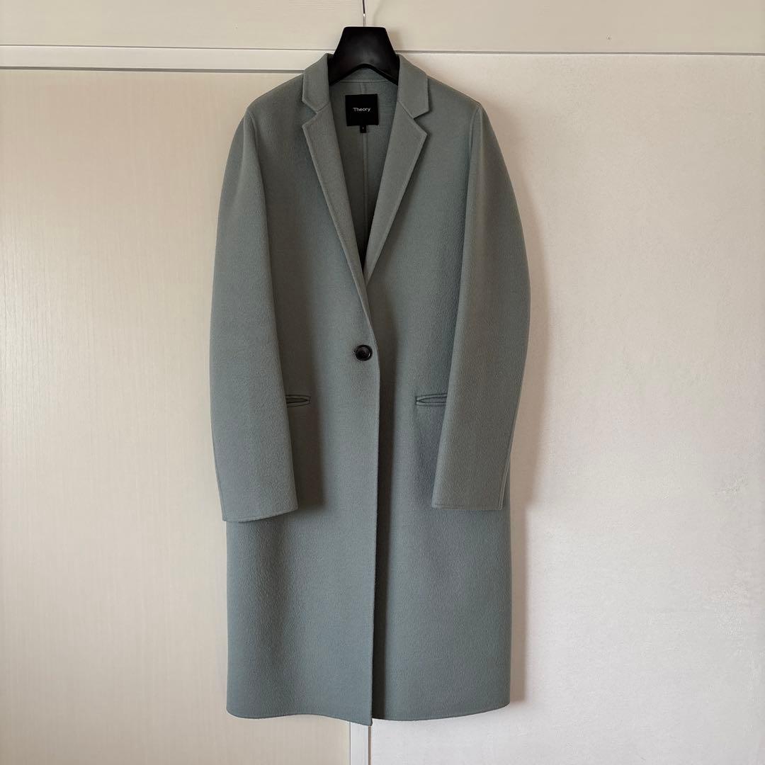 セオリー　カシミヤ　ブルーグレーコートS