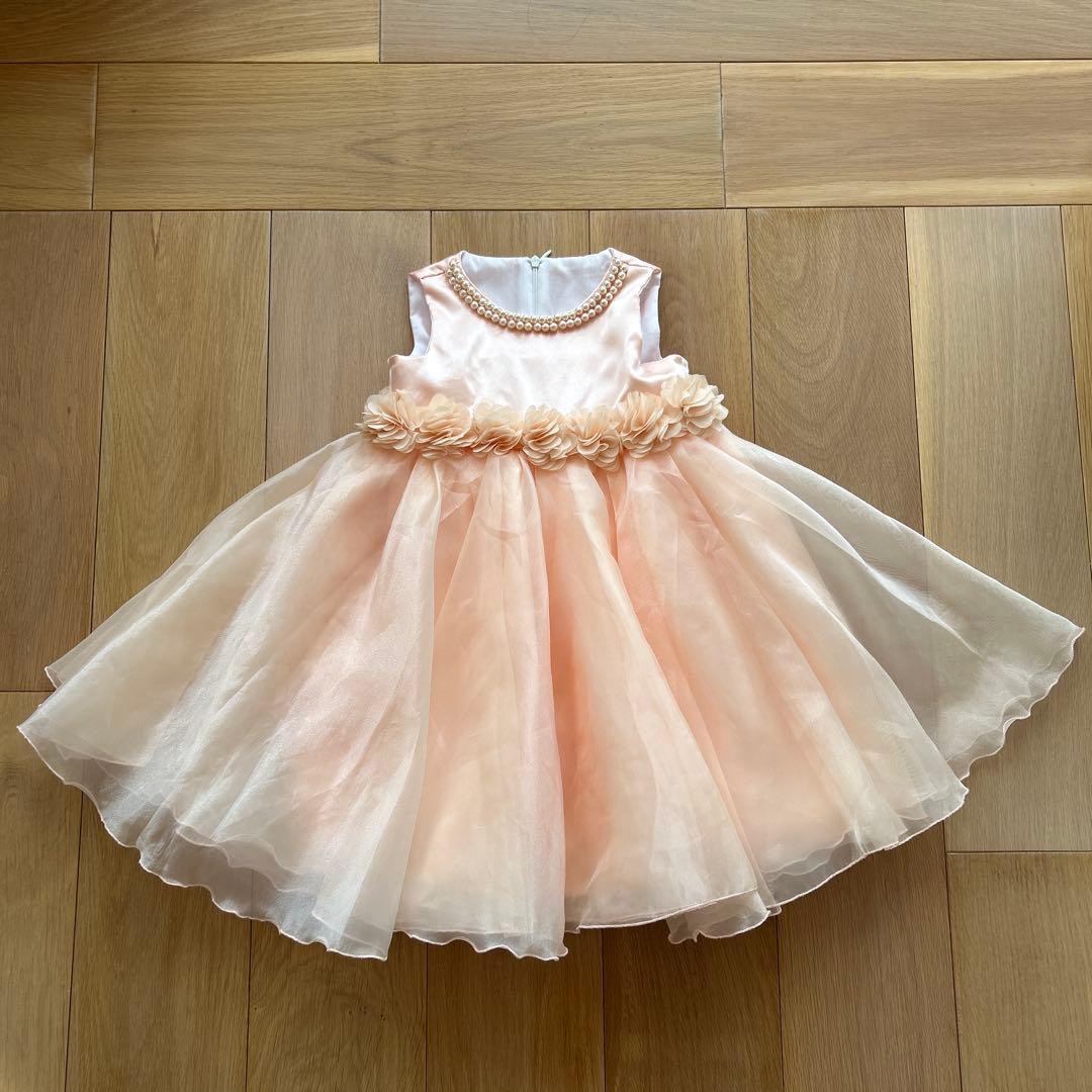 美品★DRESCCO ベビー・ツーラインパールベビーピンクドレス　105