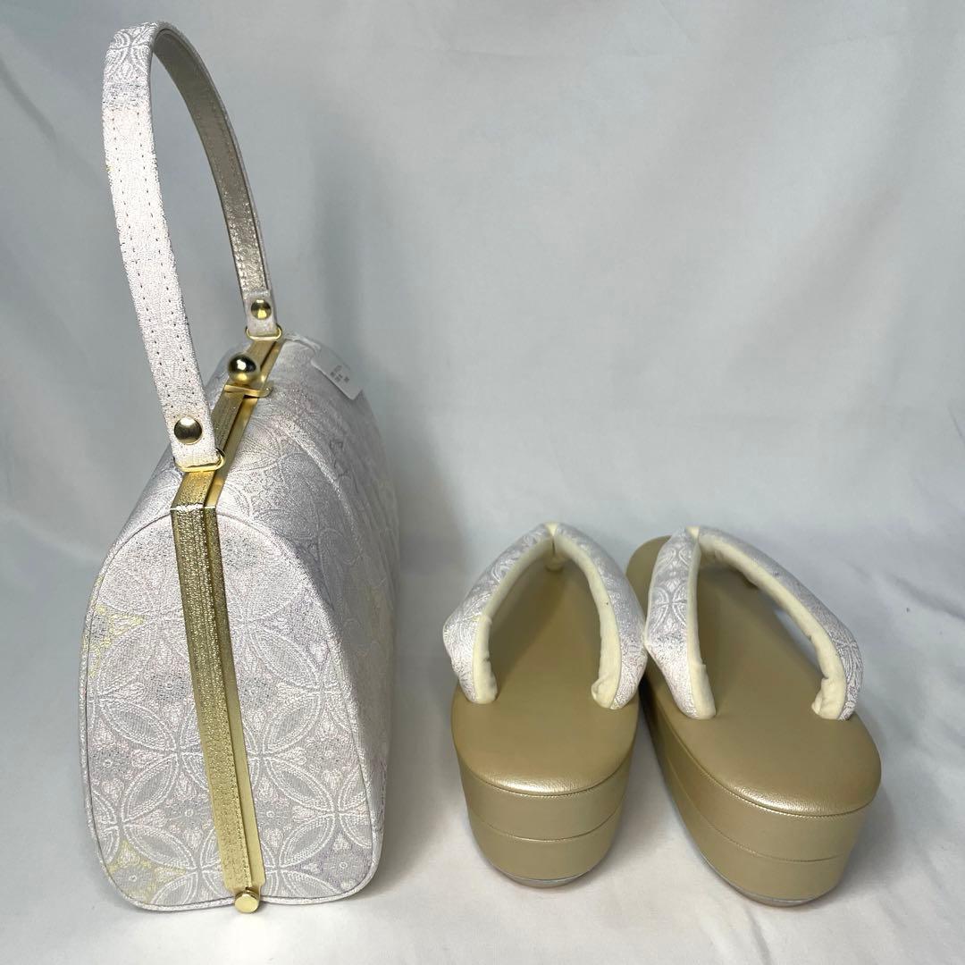 新品　草履　バッグ　セット　Mサイズ　ピンクシルバー　訪問着　フォーマル系