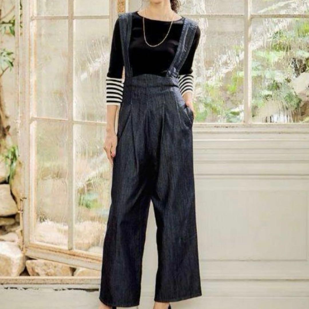 JENNE ジェンヌ 2wayハイウエストリラックスデニムパンツ ネイビー