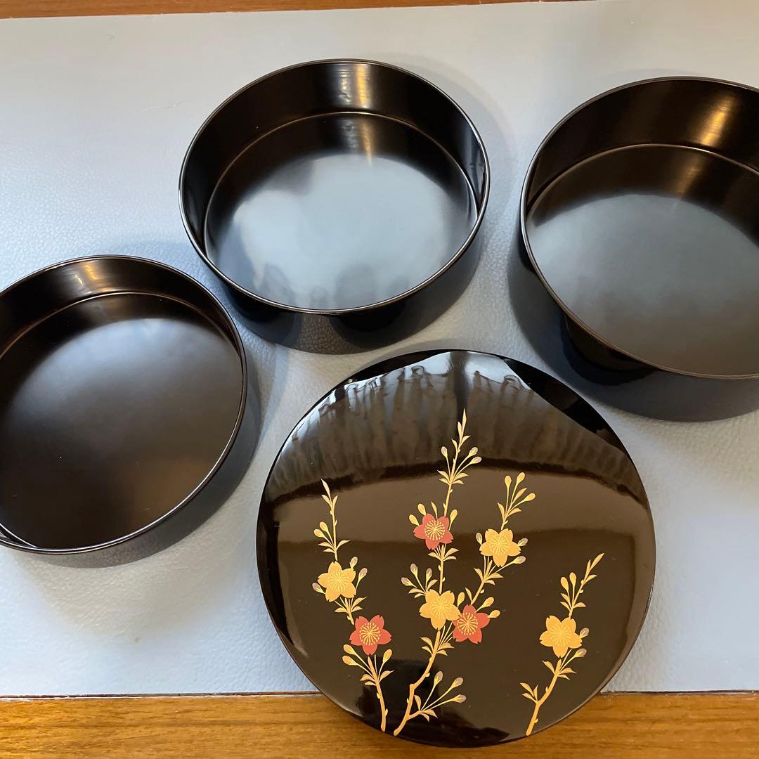 京都　象彦　漆器　入れ子三段重箱　+ 螺鈿の盆　専用出品