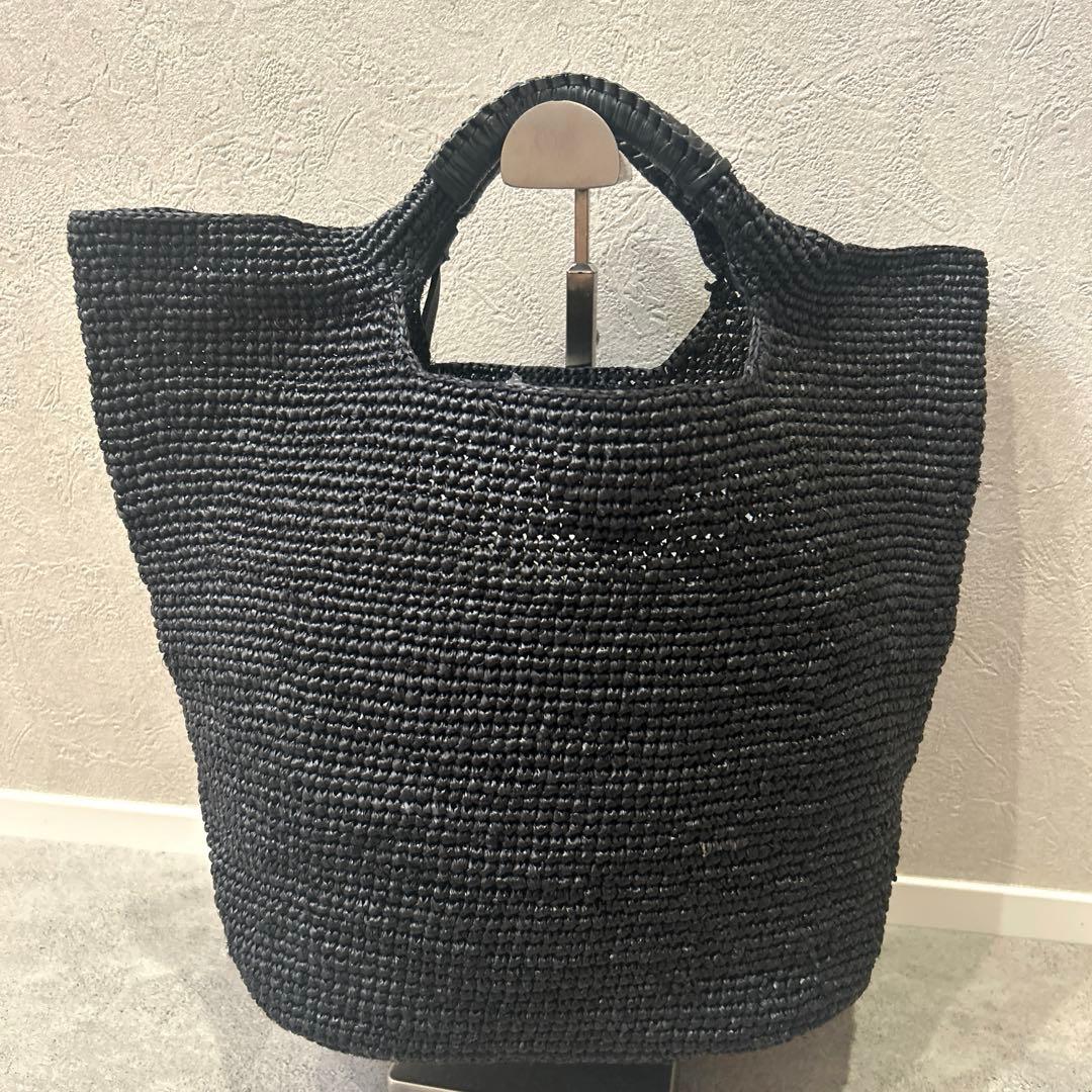 ヘレンカミンスキー✨ ラフィア カゴ トートバッグ ブラック シルバープレート