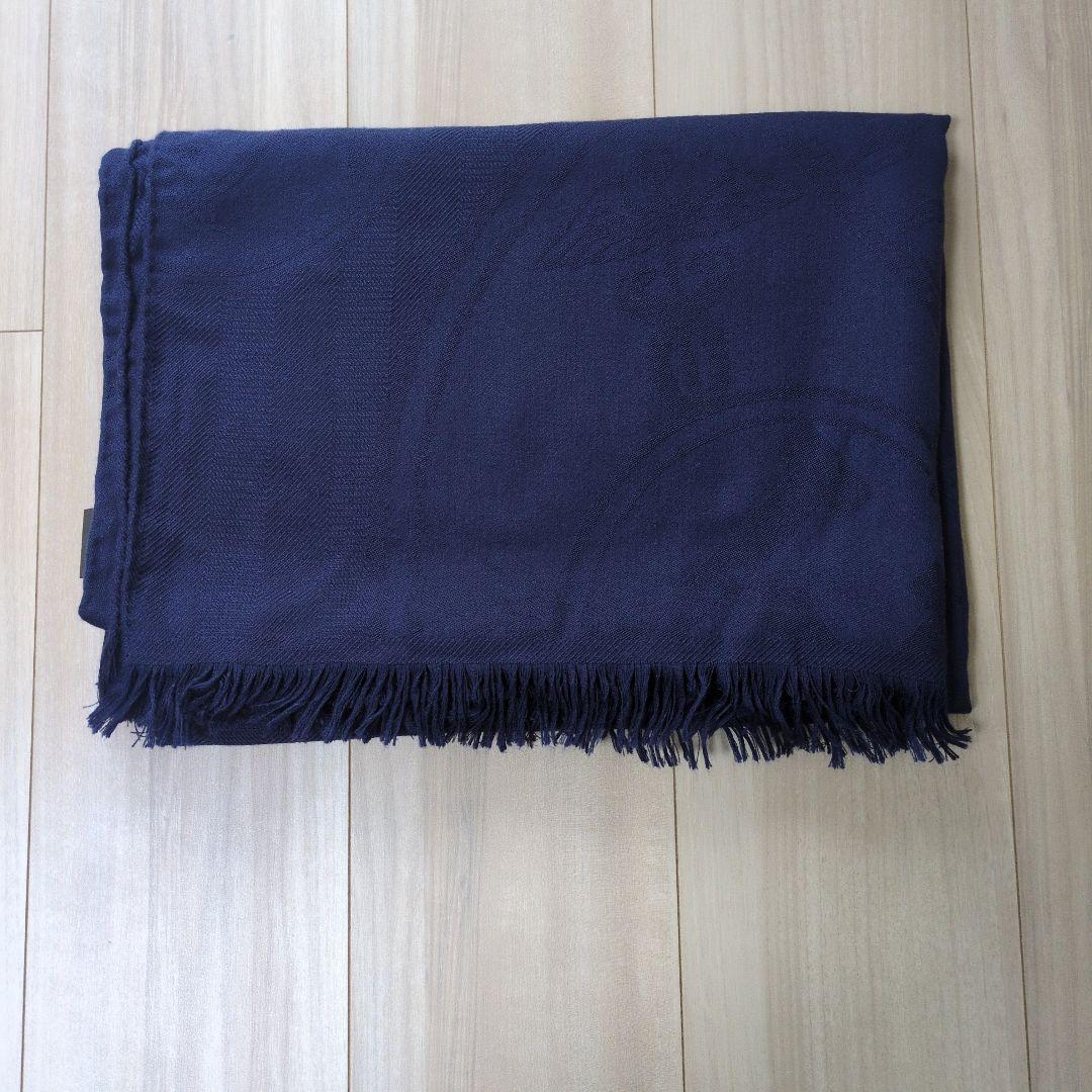 美品　HERMES エルメス ニューリブリス ストール　ブルー・ドゥ・シーヌ