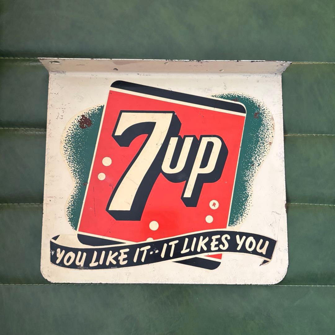 【7UP セブンアップ】アメリカヴィンテージ　突き出し両面看板