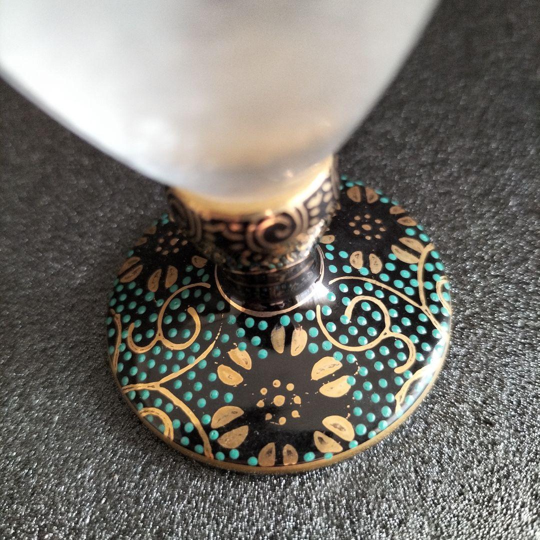 青森伝統工芸品　津軽びいどろ金彩碧瑠璃酒器セットと九谷青粒鉄仙　2個セット