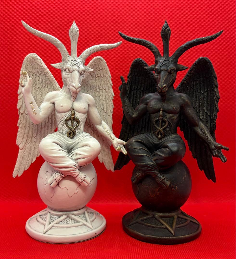 バフォメット像26cm2体セットエリファスレヴィ　テンプル騎士団バホメット置物