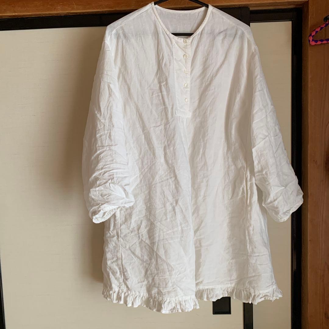 nest Robe 100%リネン 五分袖裾フリルチュニック