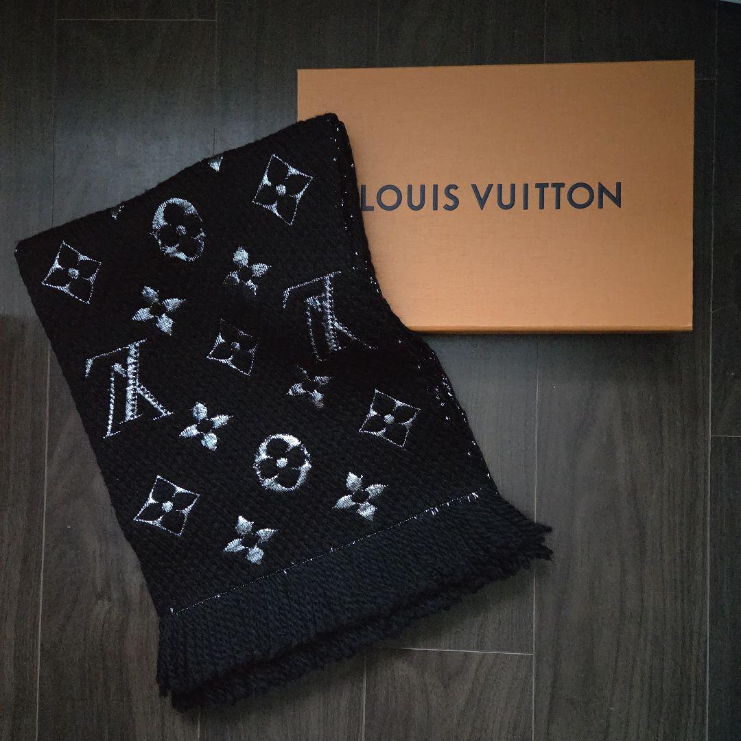 【ルイヴィトン】LOUIS VUITTON　ロゴ　モノグラム ブラック マフラー