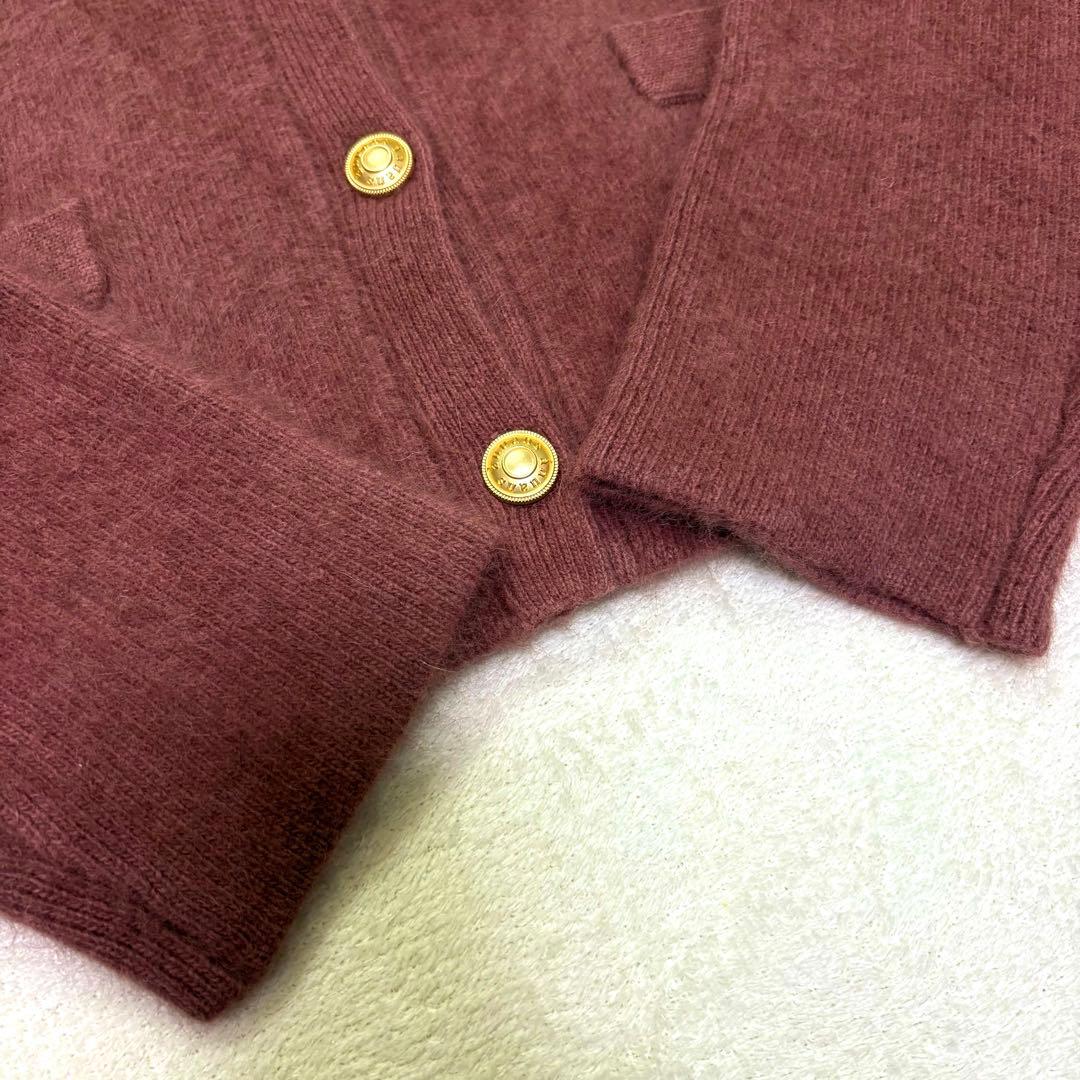 【美品】anuans アニュアンス ラクーンブレンドノーカラーニットジャケット