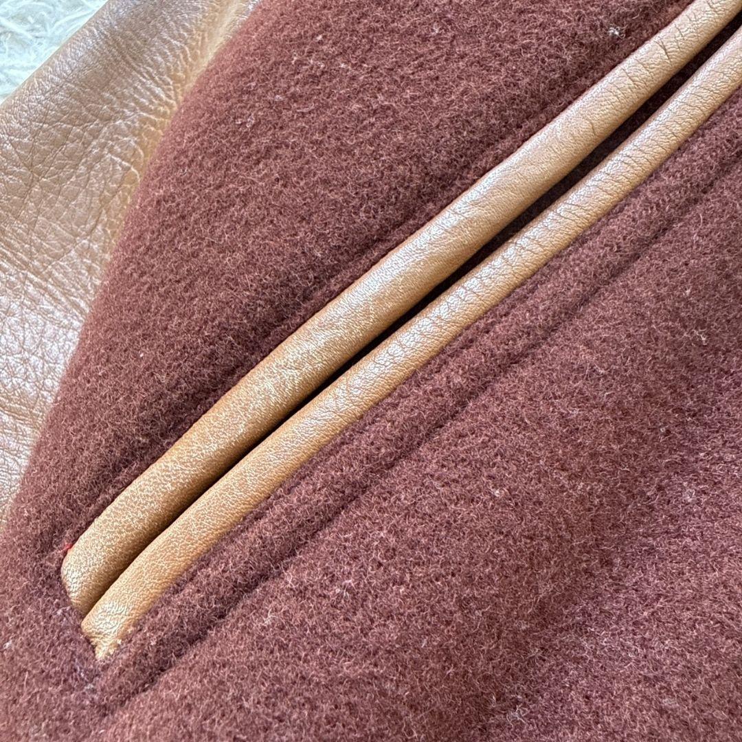 MEN'S BIGI 80年代 好配色 アーチロゴ 牛革 袖レザー スタジャン