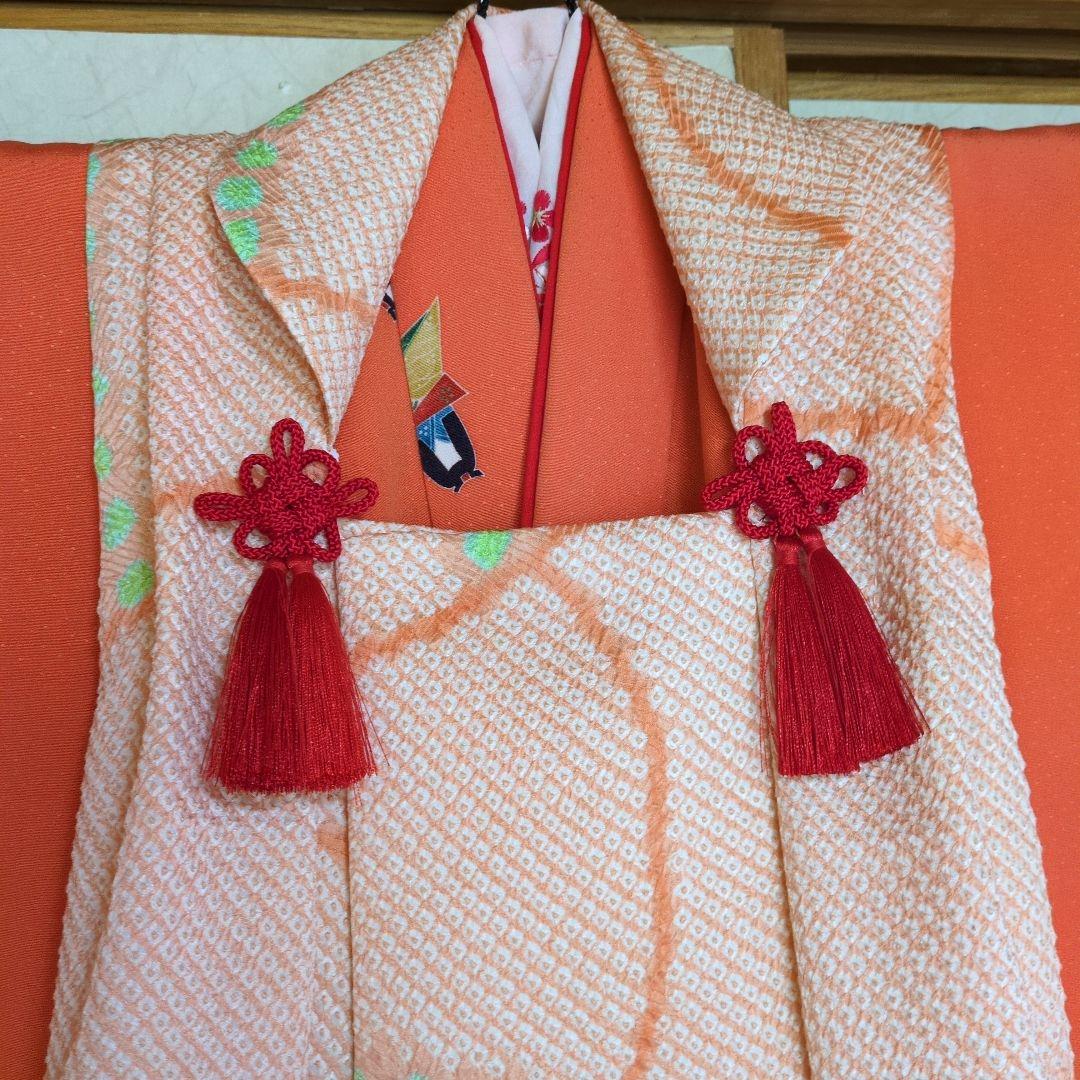七五三３歳お着物と正絹総絞りの被布と小物セット(長襦袢無し）