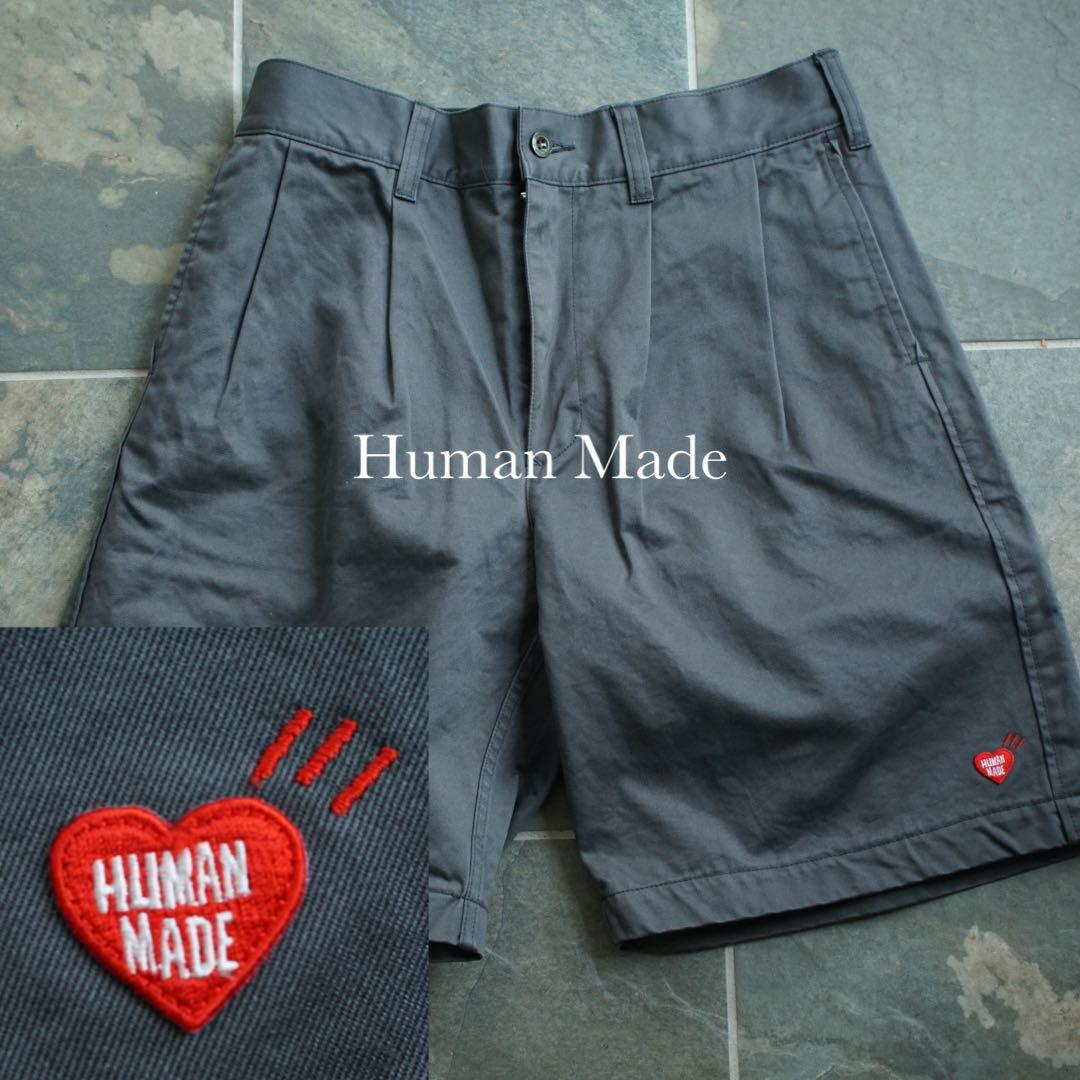 美品 HUMAN MADE ハート ハーフパンツ チノ ショーツ L グレー
