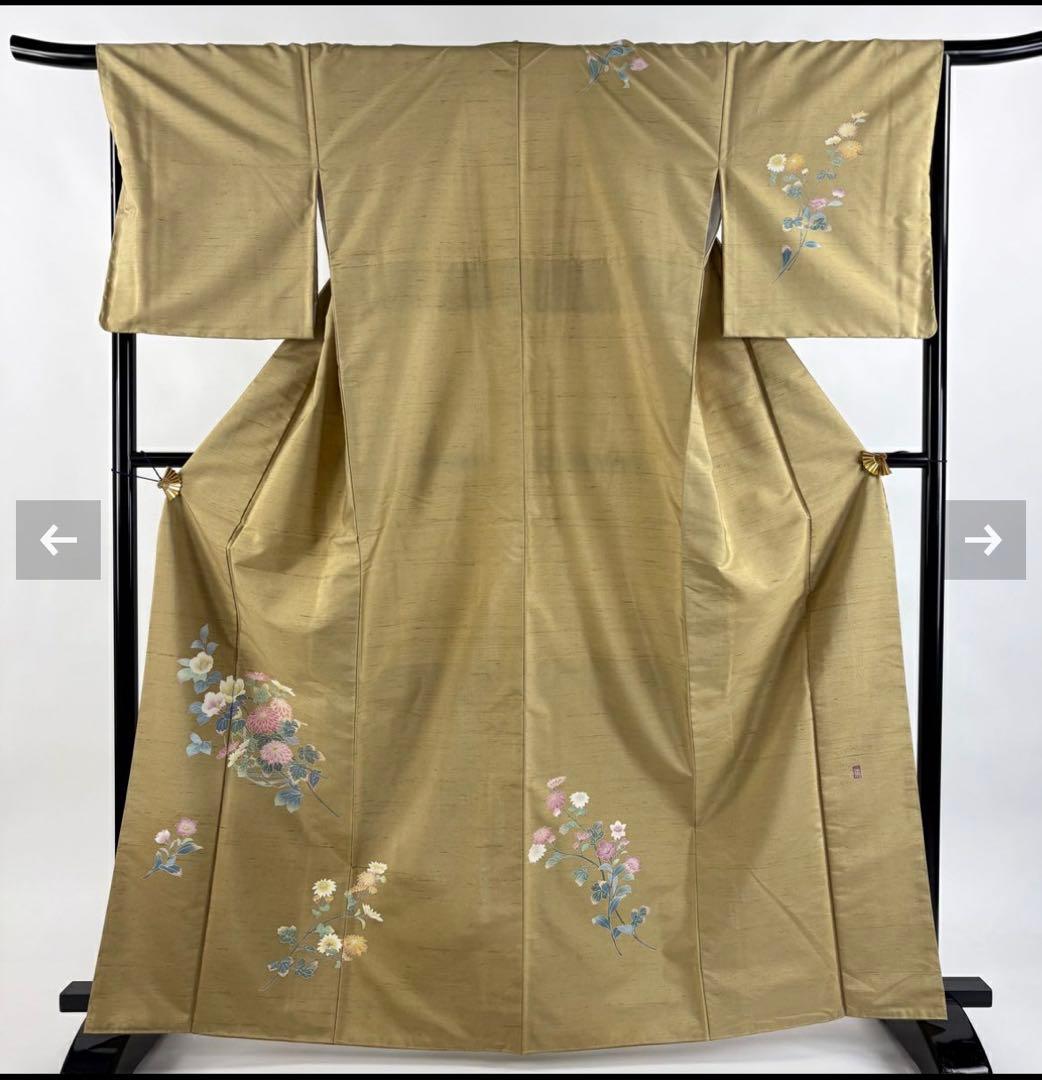 【新品】付け下げ 紬地 落款あり しつけ糸付き