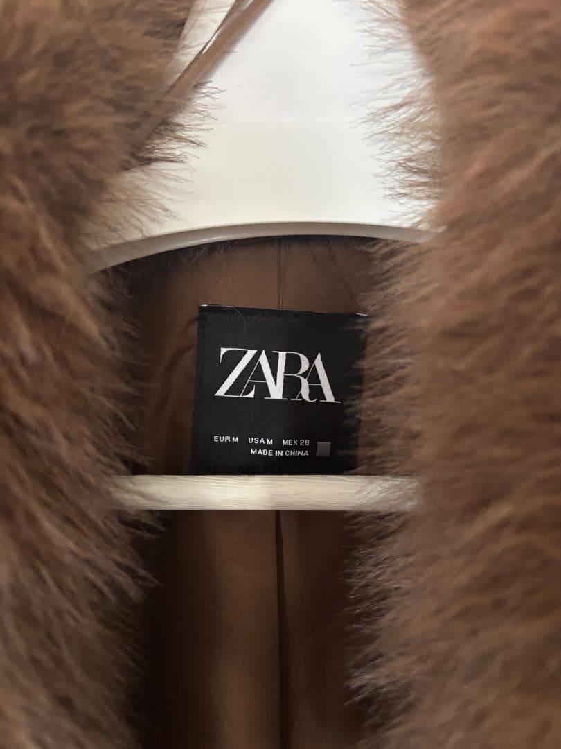 美品 ZARA ショートフェイクファーコート M ブルゾン アウター ブラウン