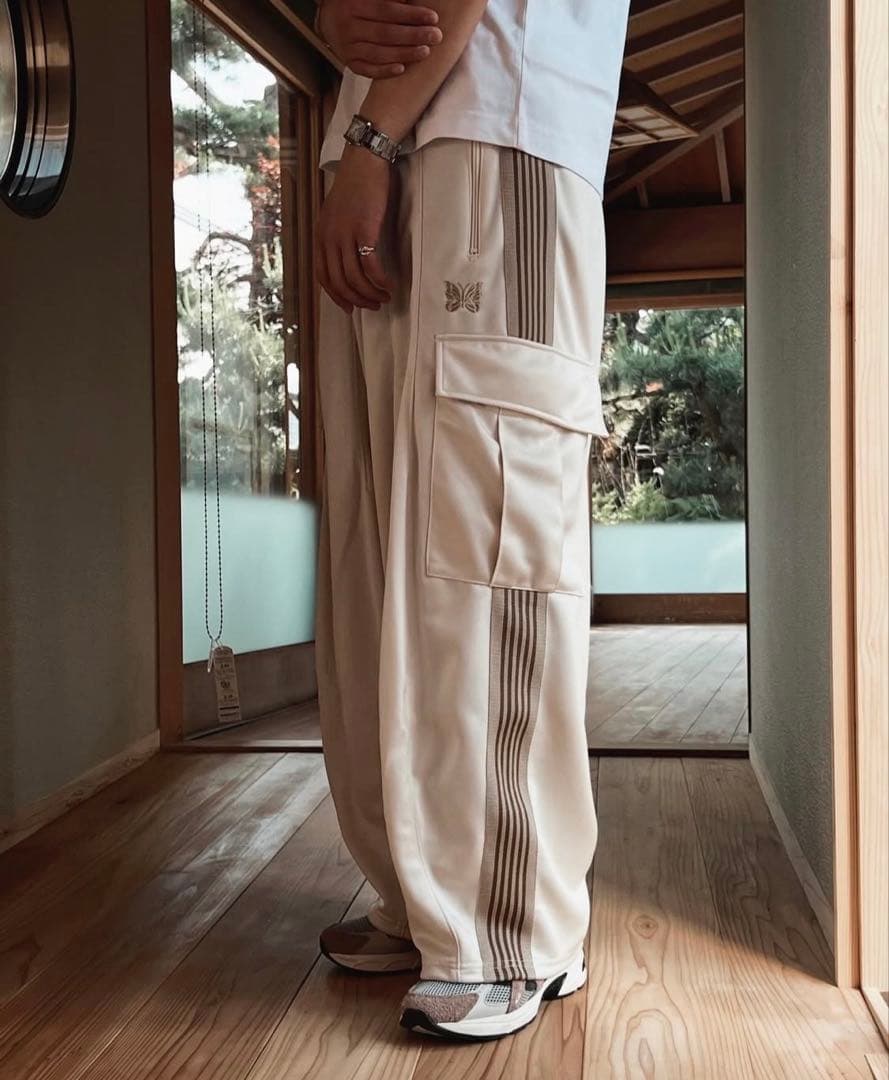 needles ヒザデルカーゴ トラックパンツ ホワイト白 Sサイズ