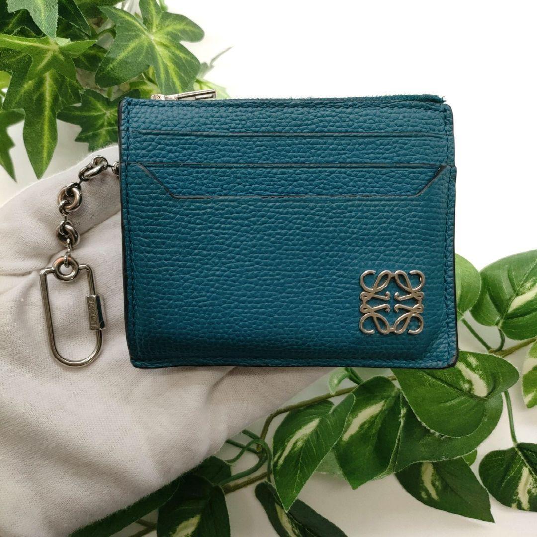 ロエベ　ケース　希少　スクエアカードホルダー　アナグラム　グリーン