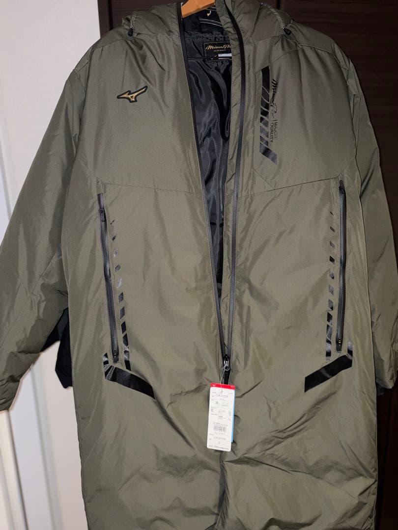 限定ミズノプロロングコート　オリーブグリーン