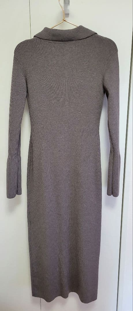 LAGUNAMOON フラップポケットリブニットワンピース　モカ