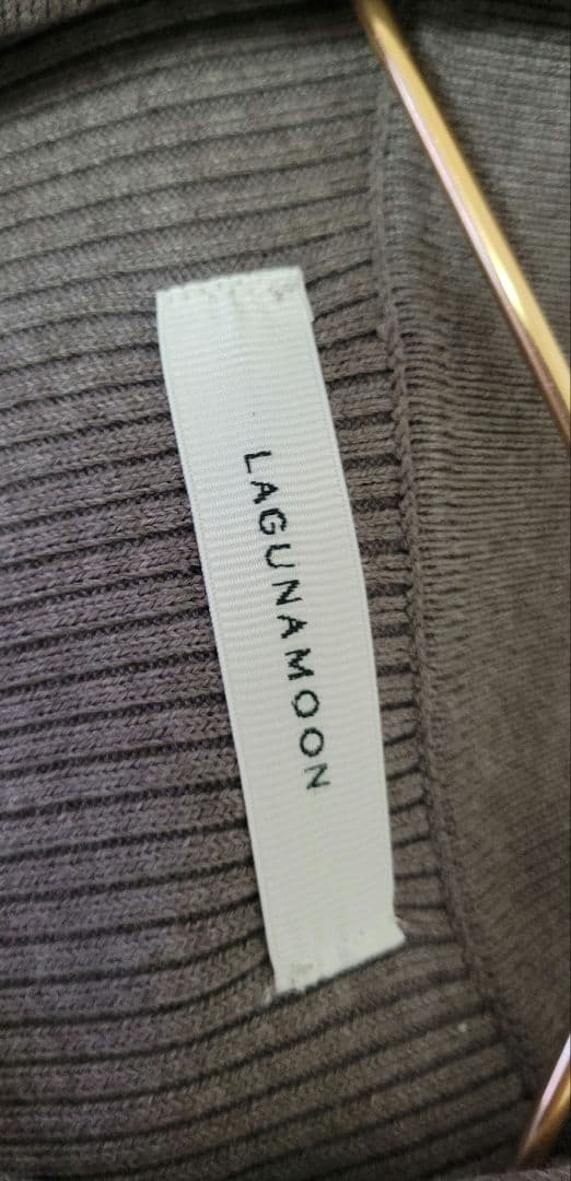 LAGUNAMOON フラップポケットリブニットワンピース　モカ