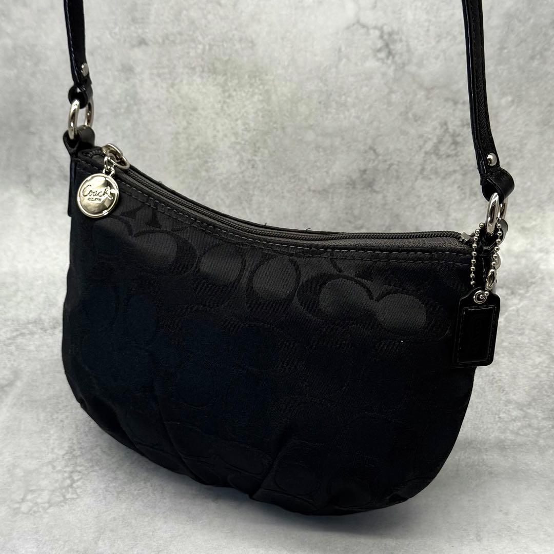 【良品】COACH コーチ ショルダーバッグ キャンバス ブラック クロスボディ