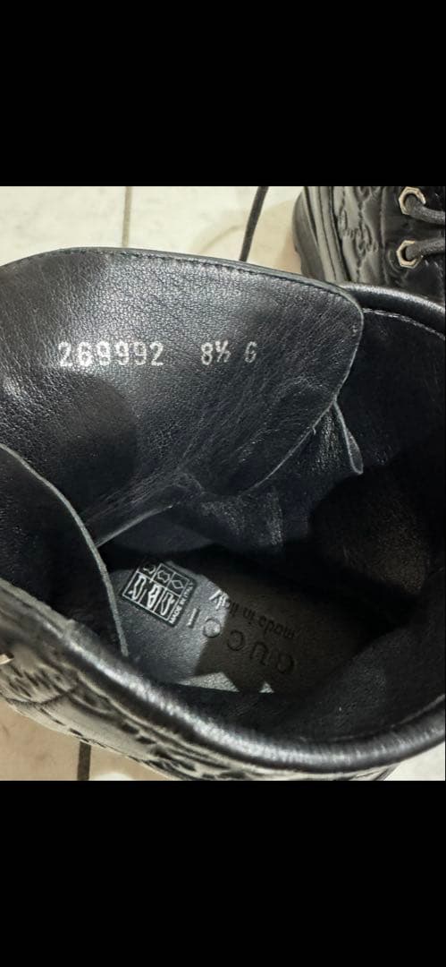 黒 レザー ハイカットブーツ 6 1/2 G