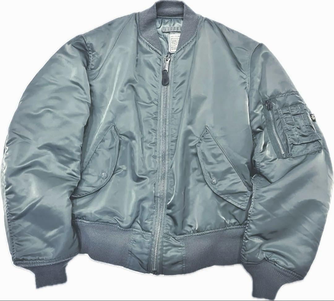 美品 米国製 アルファ MA-1 セージグリーン エドウィン商事 短丈 S 古着