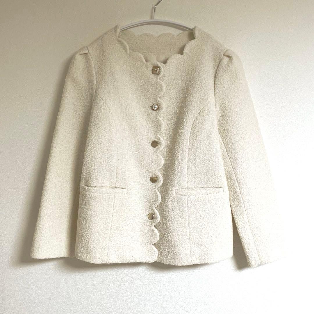 ◆美品◆ Liala×PG スカラップ バラエティボタン ジャケット　アイボリー
