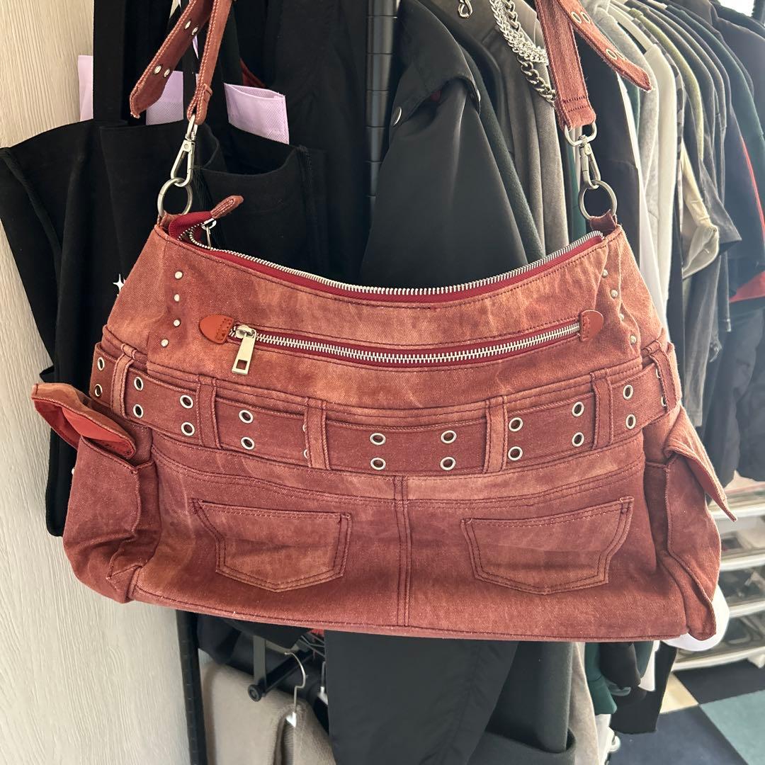 grancy デニムバッグ　レッド