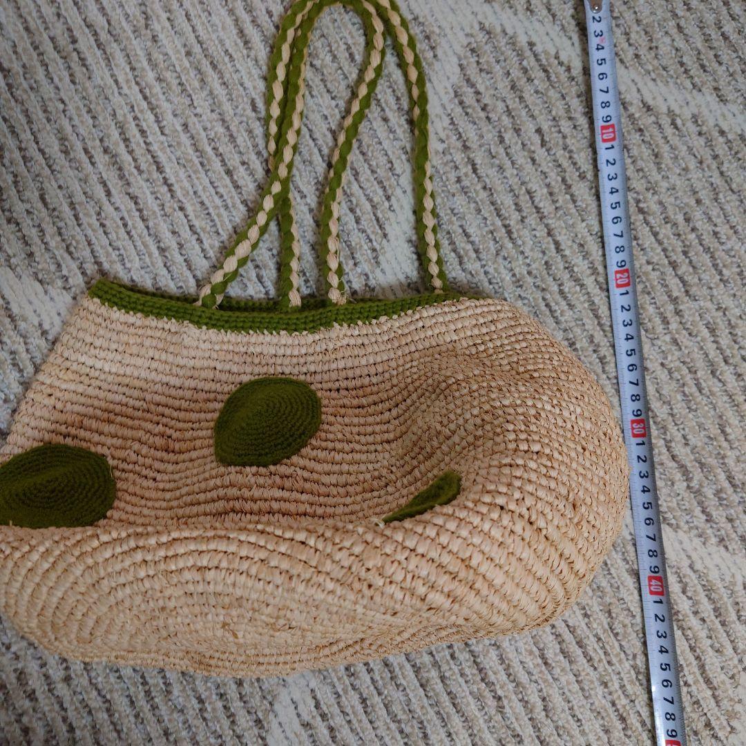 NORO かごバック　ラフィア 　ドット　かごバッグ