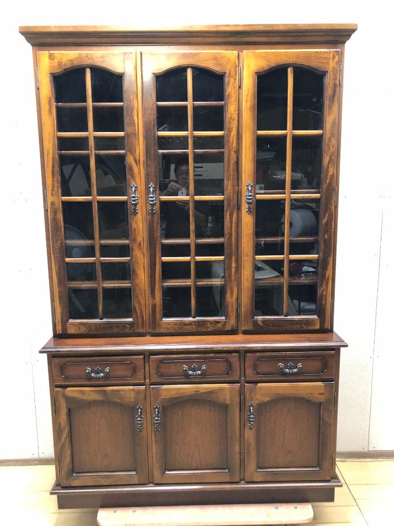 【古家具】カリモク家具 コロニアル ヴィンテージ 食器棚　750709-9