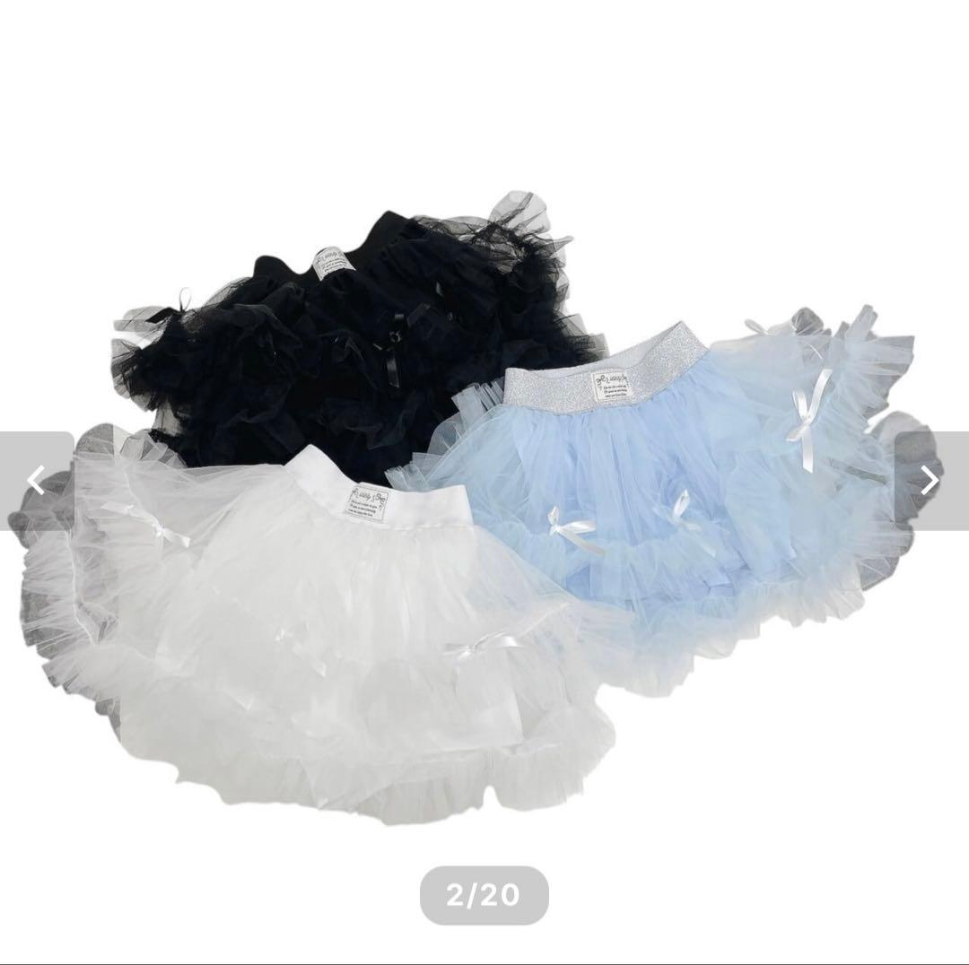 lilLilly チュールリボンショートパンツ 水色 パニエ