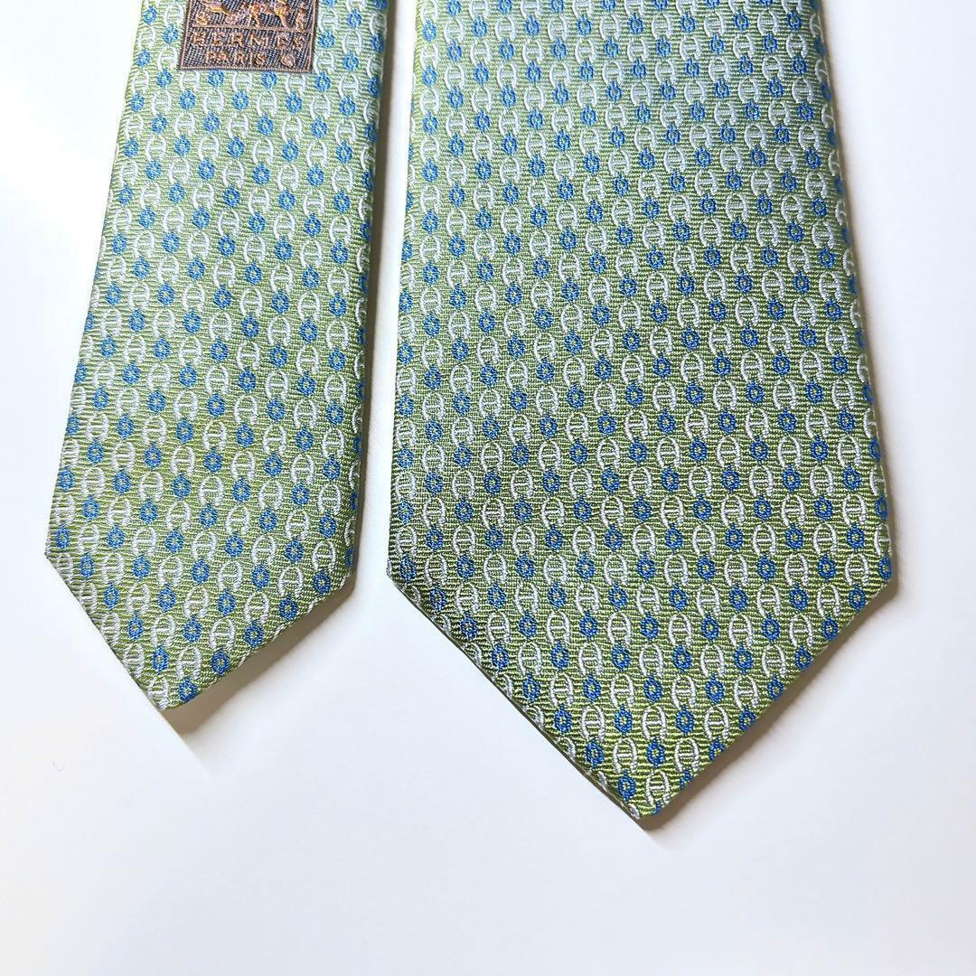 極美品 エルメス ネクタイ シェーヌダンクル H柄 ファソネ ヨット刺繍 箱付き