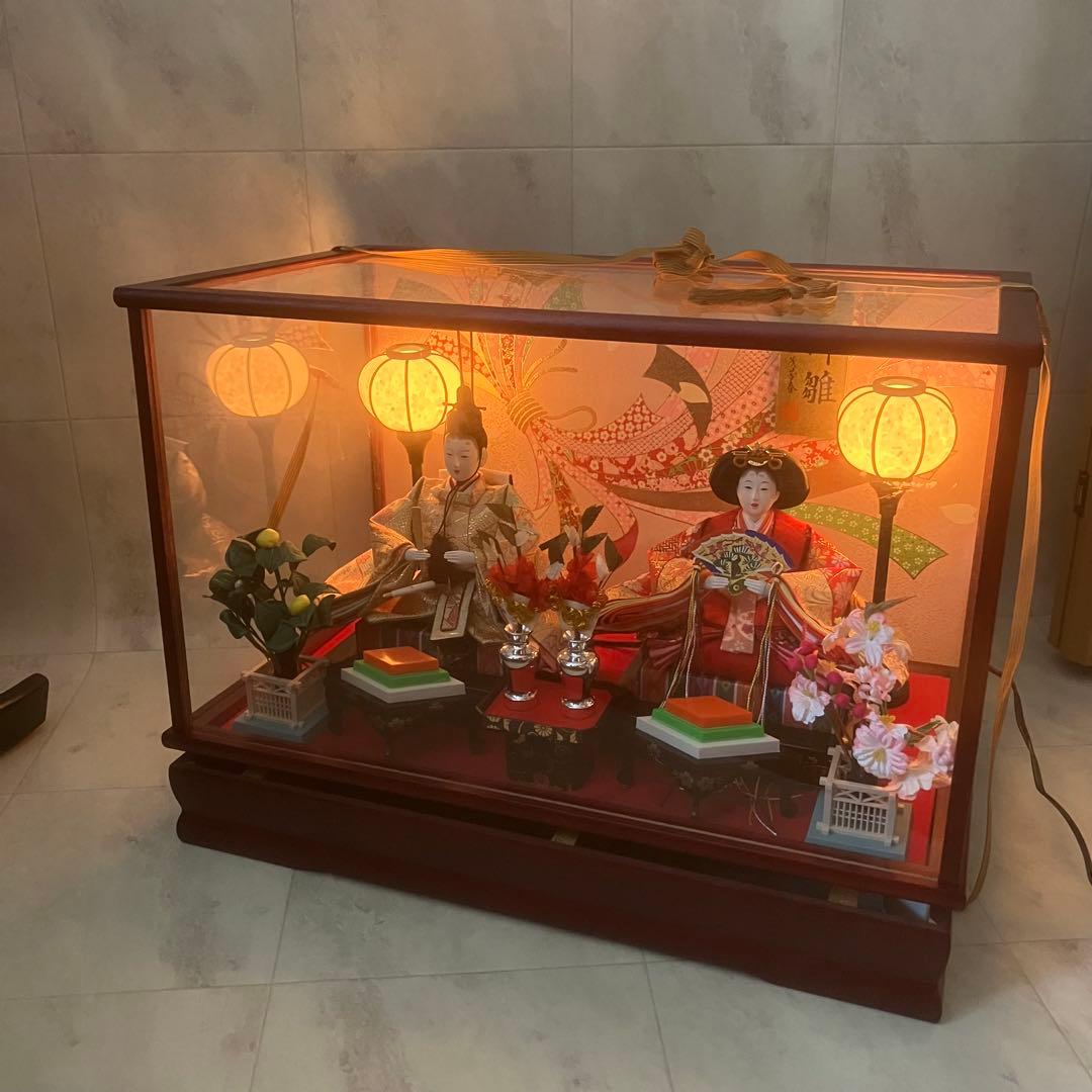 【美品】　雛人形 ひな人形 ひな祭り ガラスケース入り お雛様