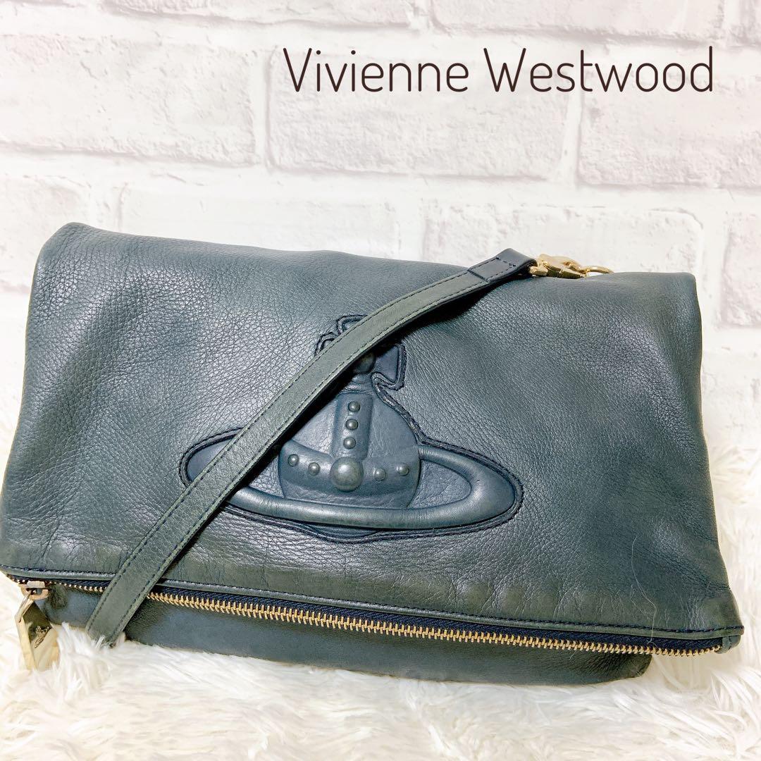 ヴィヴィアンウエストウッド　ショルダー　クラッチ　デカロゴ　ビッグオーブ　紺