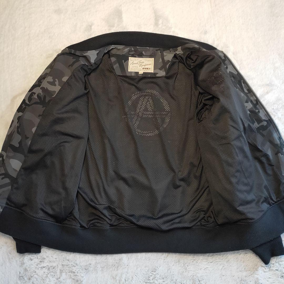 【美品】AVIREX MA-1 ミリタリージャケット 迷彩 ブラック 刺繍